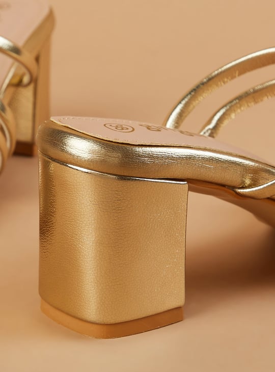 GINGER Metallic Strappy Block Heels