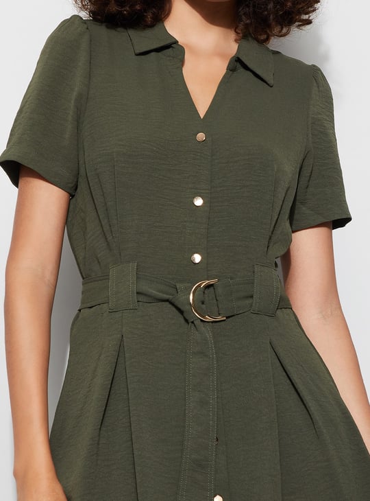 CODE Textured Belted Midi Dress