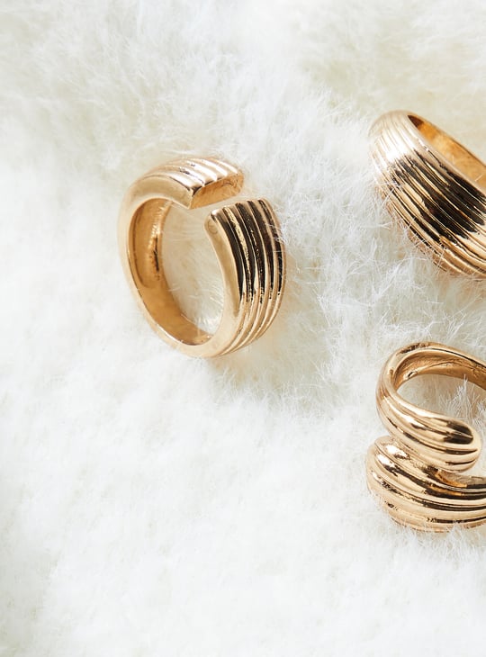 GINGER Ribbed Finger Rings - Pack of 3