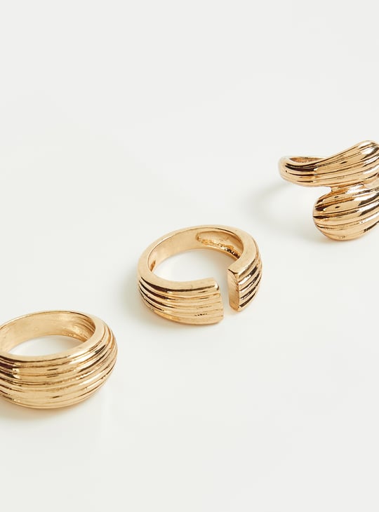GINGER Ribbed Finger Rings - Pack of 3