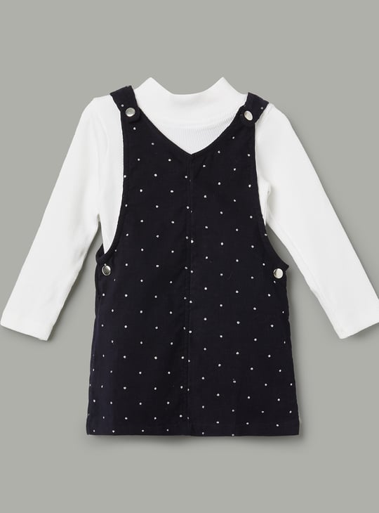 JUNIORS Embroidered Pinafore Dress with Top