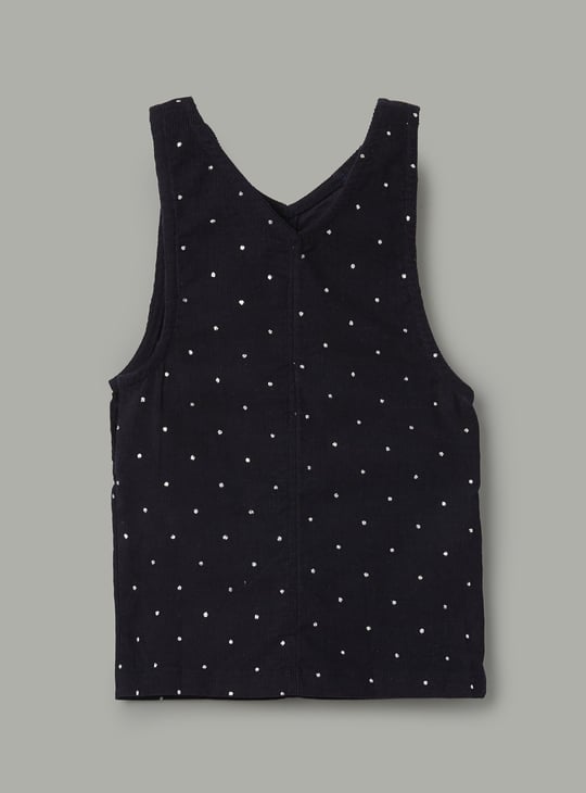 JUNIORS Embroidered Pinafore Dress with Top