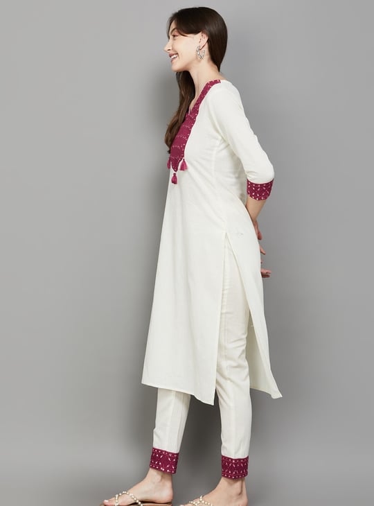 FASHOR Mirror-Work Straight Kurta Set