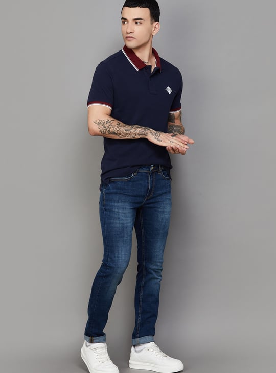 CELIO Whiskered Slim Tapered Jeans