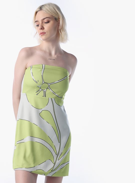 ONLY Floral Print Bandeau Dress | Green