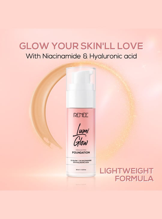 RENEE Lumi Glow Highlighting Liquid Foundation - 01 Satin Ivory - 30ml
