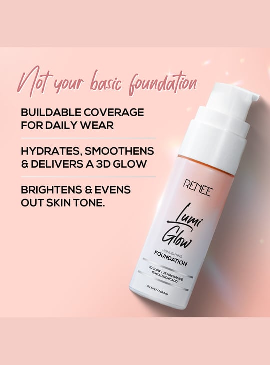 RENEE Lumi Glow Highlighting Liquid Foundation - 01 Satin Ivory - 30ml