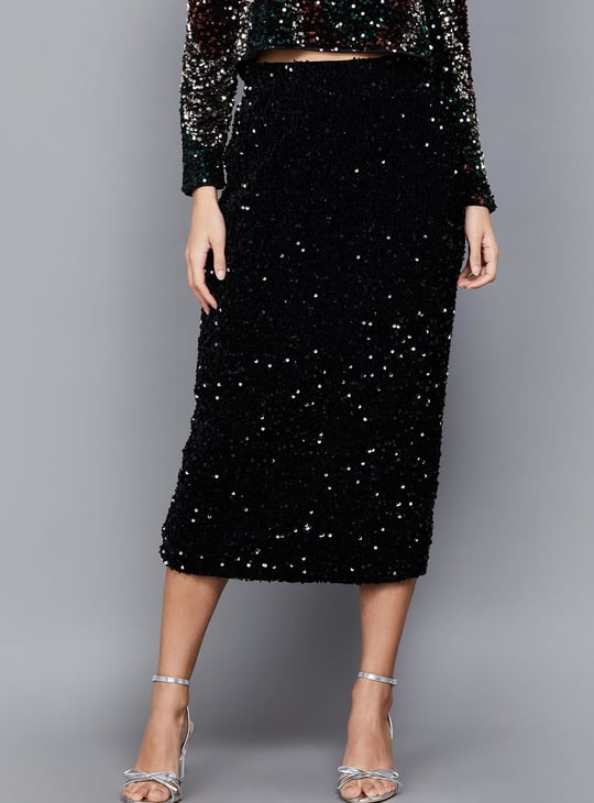 VERO MODA Sequinned Midi Skirt