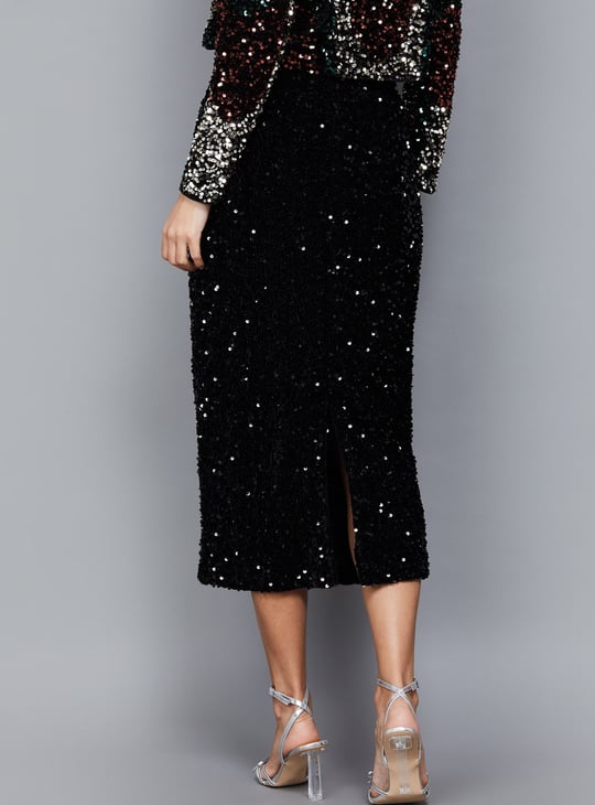 VERO MODA Sequinned Midi Skirt
