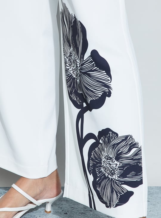 CODE Floral Print Wide Leg Trousers