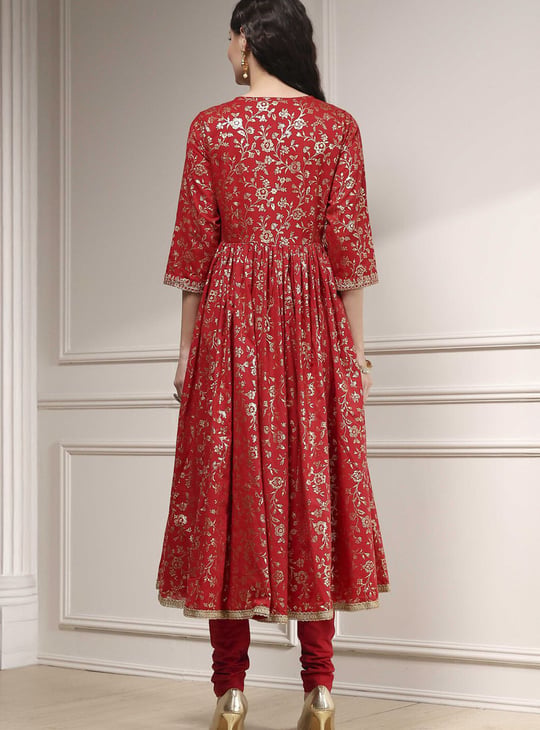 BIBA Foil Print Anarkali Kurta Set
