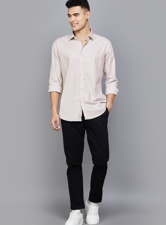 V DOT Patterned Slim Fit Shirt