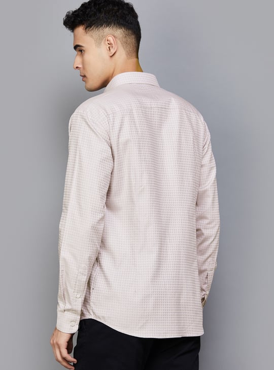 V DOT Patterned Slim Fit Shirt