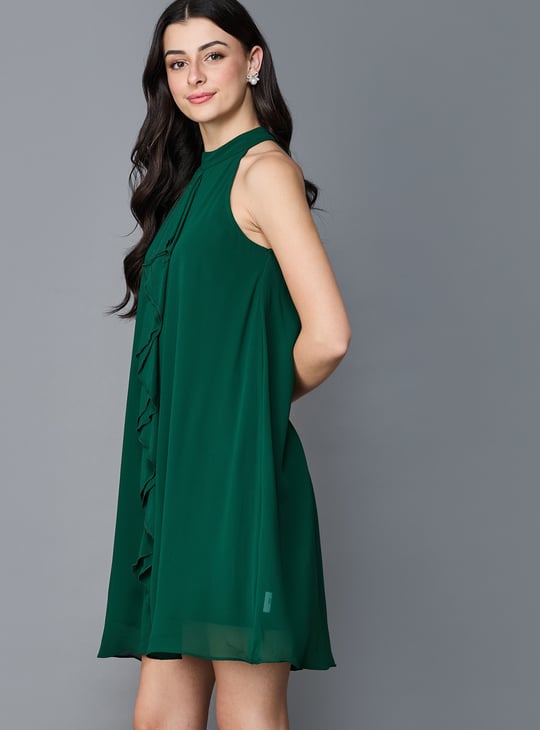 AND Ruffled Halter Neck A-Line Dress