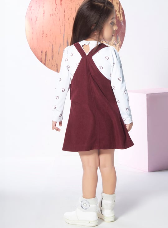 PEPPERMINT Girls Textured Dungaree Dress With Top