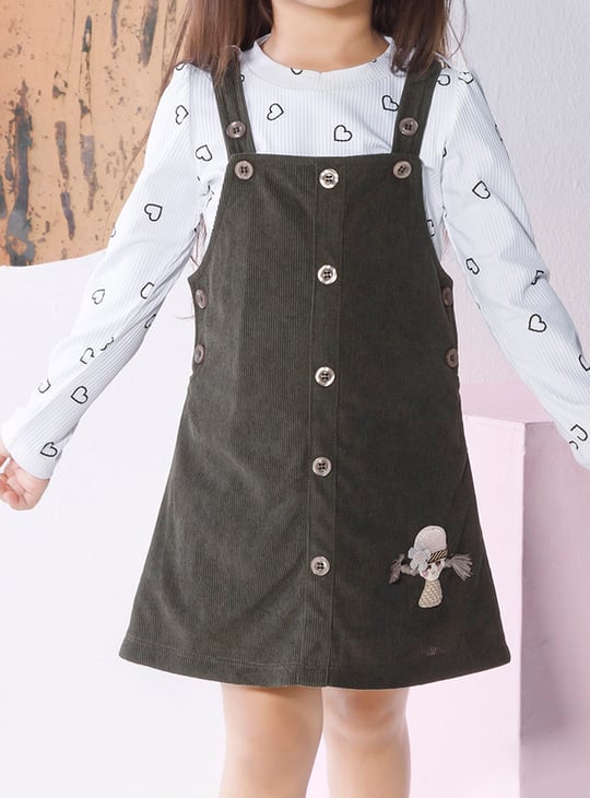 PEPPERMINT Girls Textured Dungaree Dress With Top PEPPERMINT Girls Textured Dungaree Dress With Top