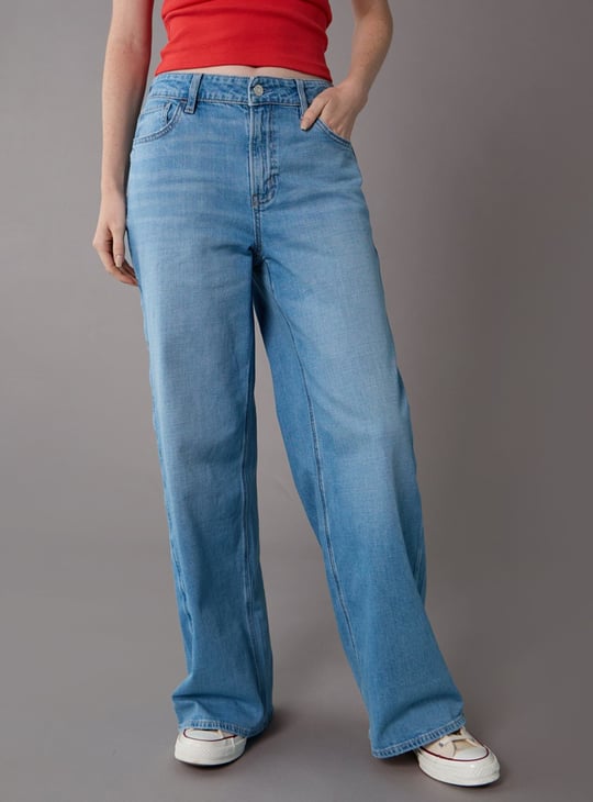 AMERICAN EAGLE Washed Baggy Wide Leg Jeans