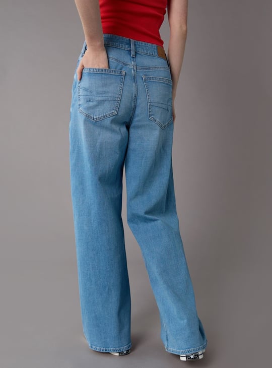 AMERICAN EAGLE Washed Baggy Wide Leg Jeans
