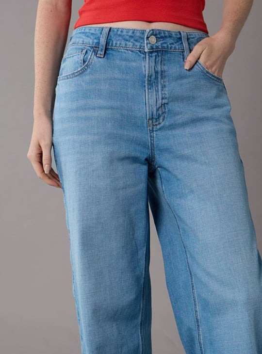 AMERICAN EAGLE Washed Baggy Wide Leg Jeans