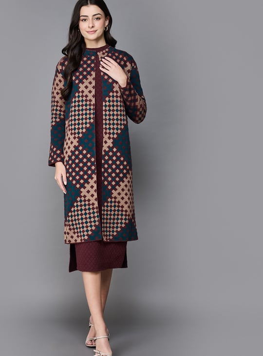 MADAME Knitted Bodycon Dress with Shrug | Brown