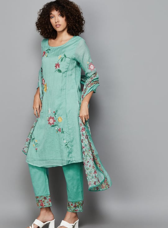 W Floral Print Straight Kurta Set