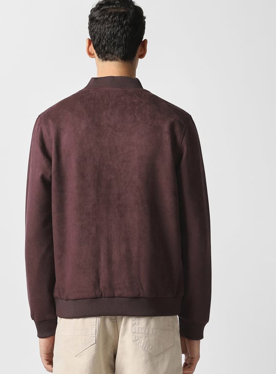 V DOT Faux Suede Bomber Jacket