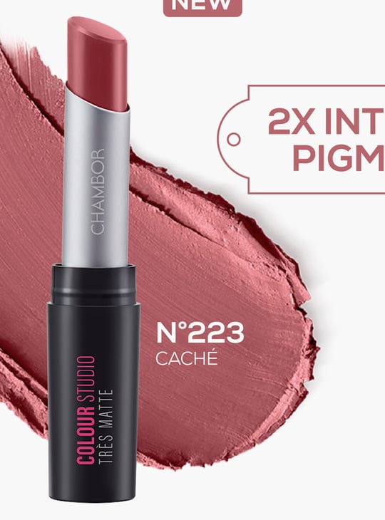 CHAMBOR Tres Matte Lipstick - Ultra Powdery Matte Lipstick With SPF 30 - Cache N 223 - 3.2 gm