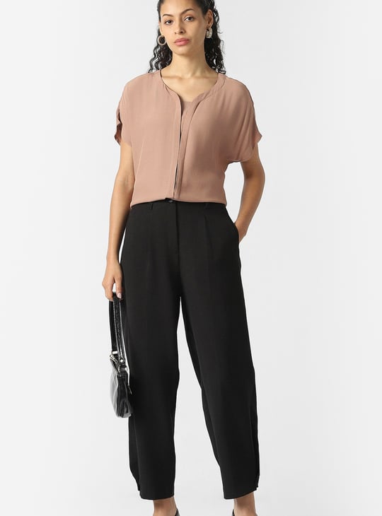 VAN HEUSEN Solid Button Front Top