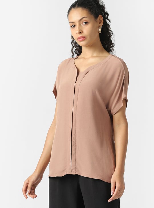 VAN HEUSEN Solid Button Front Top