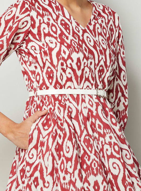COLOUR ME Ikat Print A-line Midi Dress