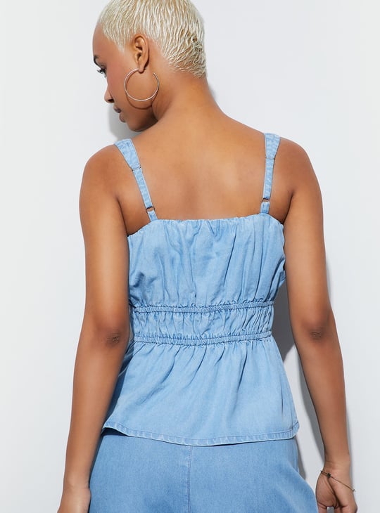 GINGER Solid Peplum Top | Blue