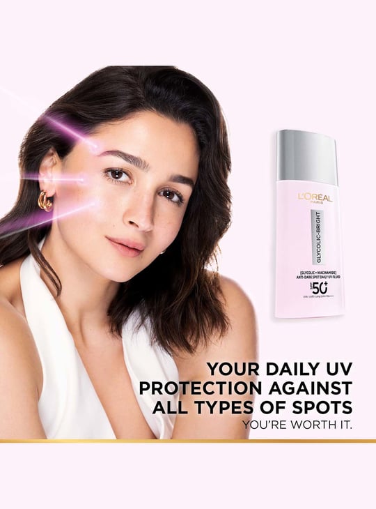 L'OREAL PARIS Glycolic-Bright UV SPF 50+ Anti-Dark Spot Fluid Sunscreen - 50 ml