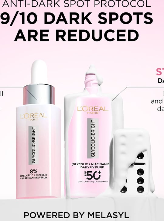 L'OREAL PARIS Glycolic-Bright UV SPF 50+ Anti-Dark Spot Fluid Sunscreen - 50 ml