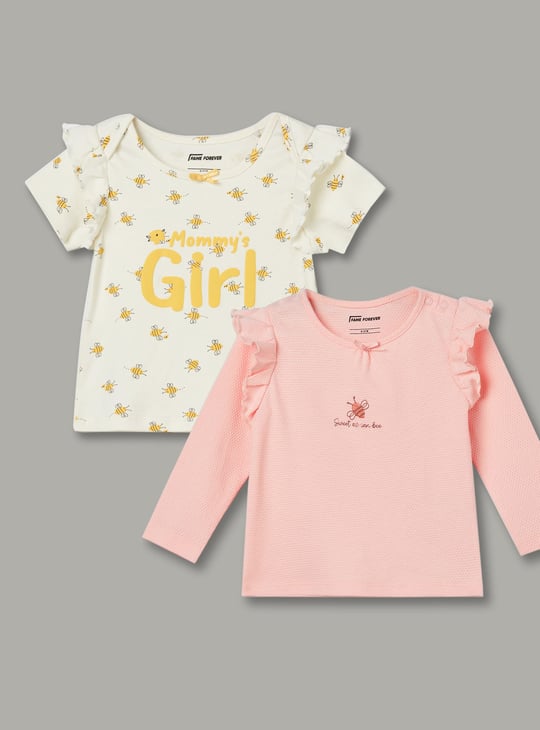 FAME FOREVER Girls Assorted T-shirt - Pack of 2