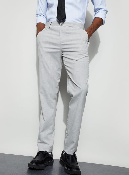 CODE Solid Slim Tapered Formal Trousers