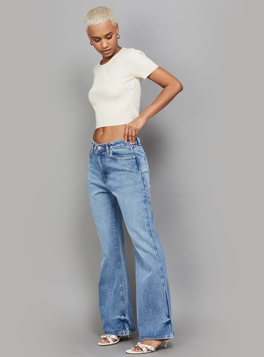 XPOSE Stonewashed Bell Bottom Jeans