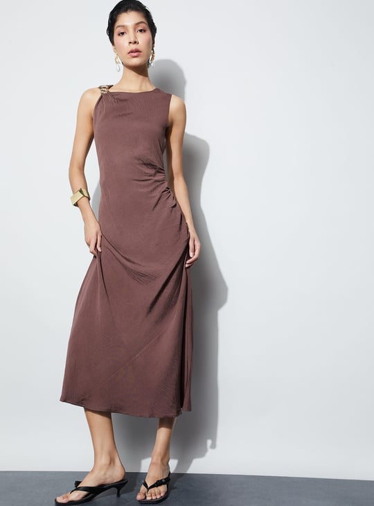 CODE Textured Midi Dress | Brown