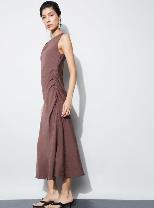 brown marble bodycon dress Brown Bodycon Dress Textured Midi