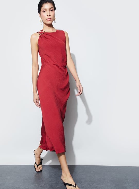 strapless open back dress Red Anastacia Drape Maxi Dress