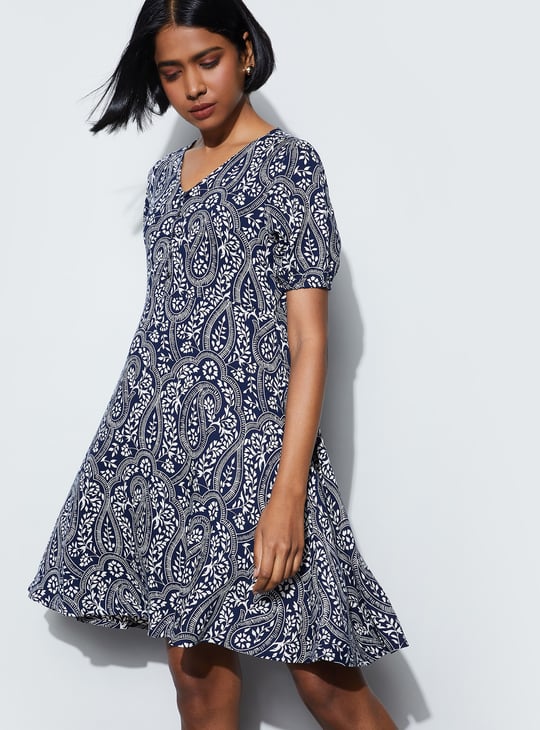 FAME FOREVER Paisley Print A-line Dress