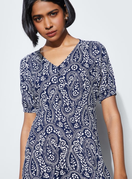 FAME FOREVER Paisley Print A-line Dress