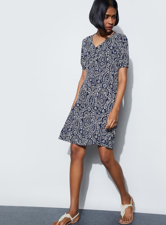 FAME FOREVER Paisley Print A-line Dress