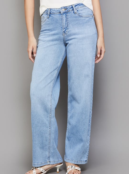 KRAUS Solid Wide Leg Jeans