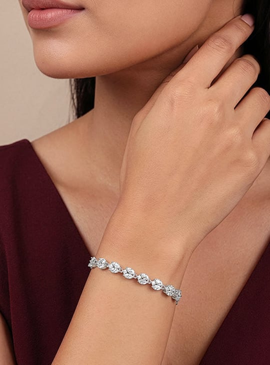 GIVA Leaf Design Sterling Silver Bracelet