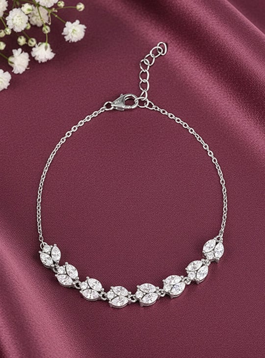 GIVA Leaf Design Sterling Silver Bracelet