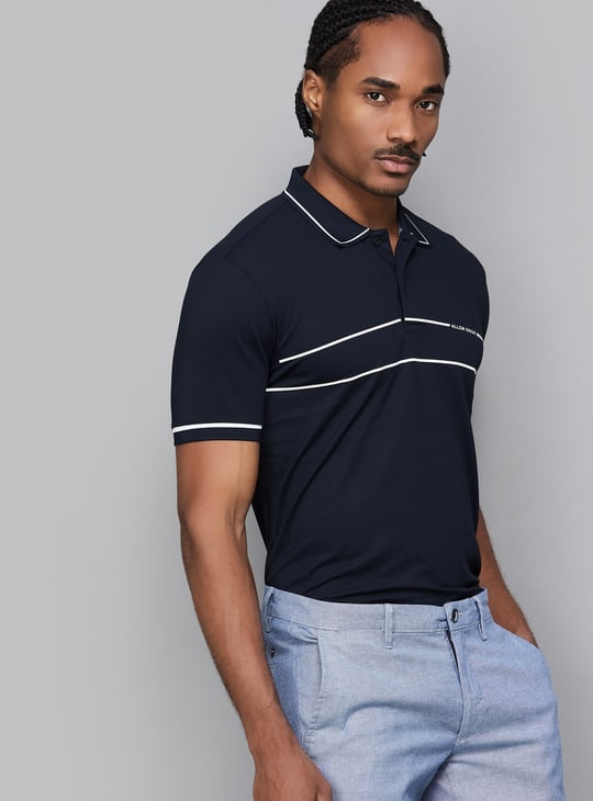 ALLEN SOLLY Striped Polo T-shirt