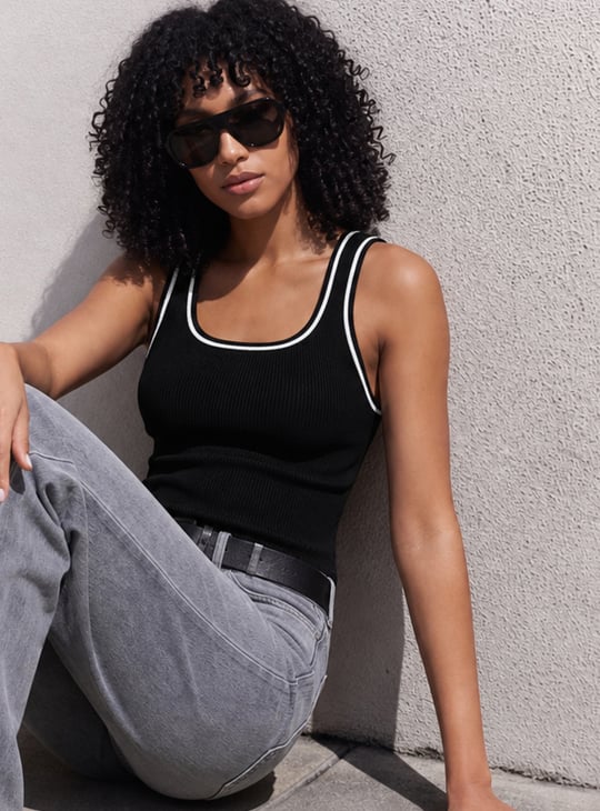 GINGER Knit Tank Top | Black