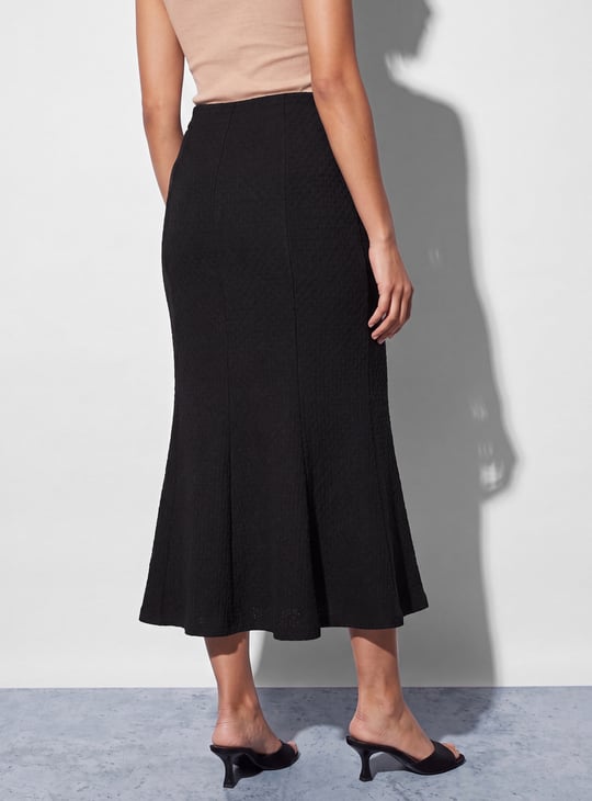 CODE Textured Midi Skirt | Black