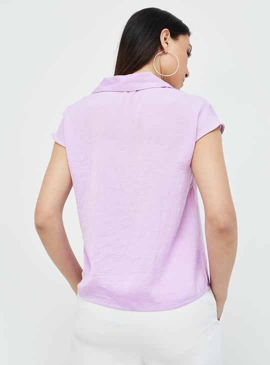 CODE CLASSIC Women Solid Cuban Collar Shirt