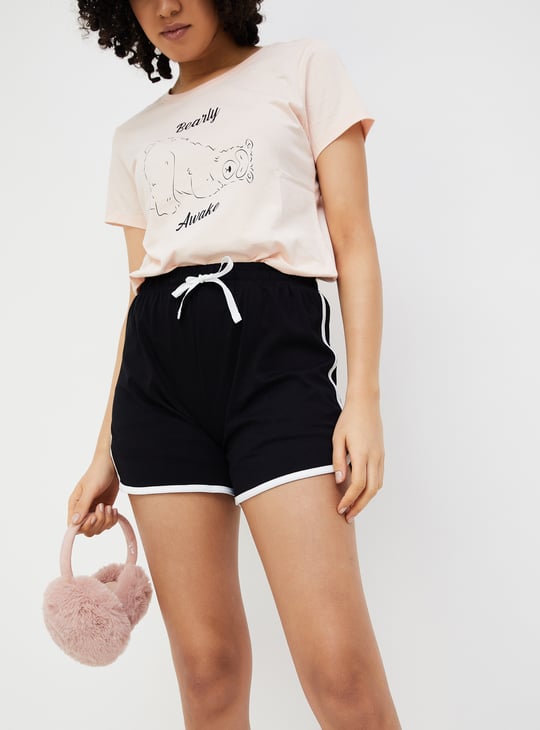 GINGER Women Solid Lounge Shorts Black